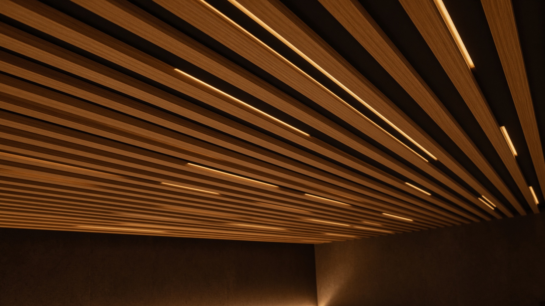 Wood-slat ceiling